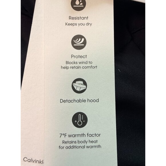 Calvin Klien New with Tags Black Puffer Jacket Detachable Hood Zip Pockets - Picture 6 of 9